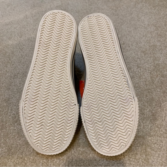 Joe Fresh Blue White High Top Sneakers Kids Size 1 Dinosaurs Print Strap NEW - Picture 3 of 14